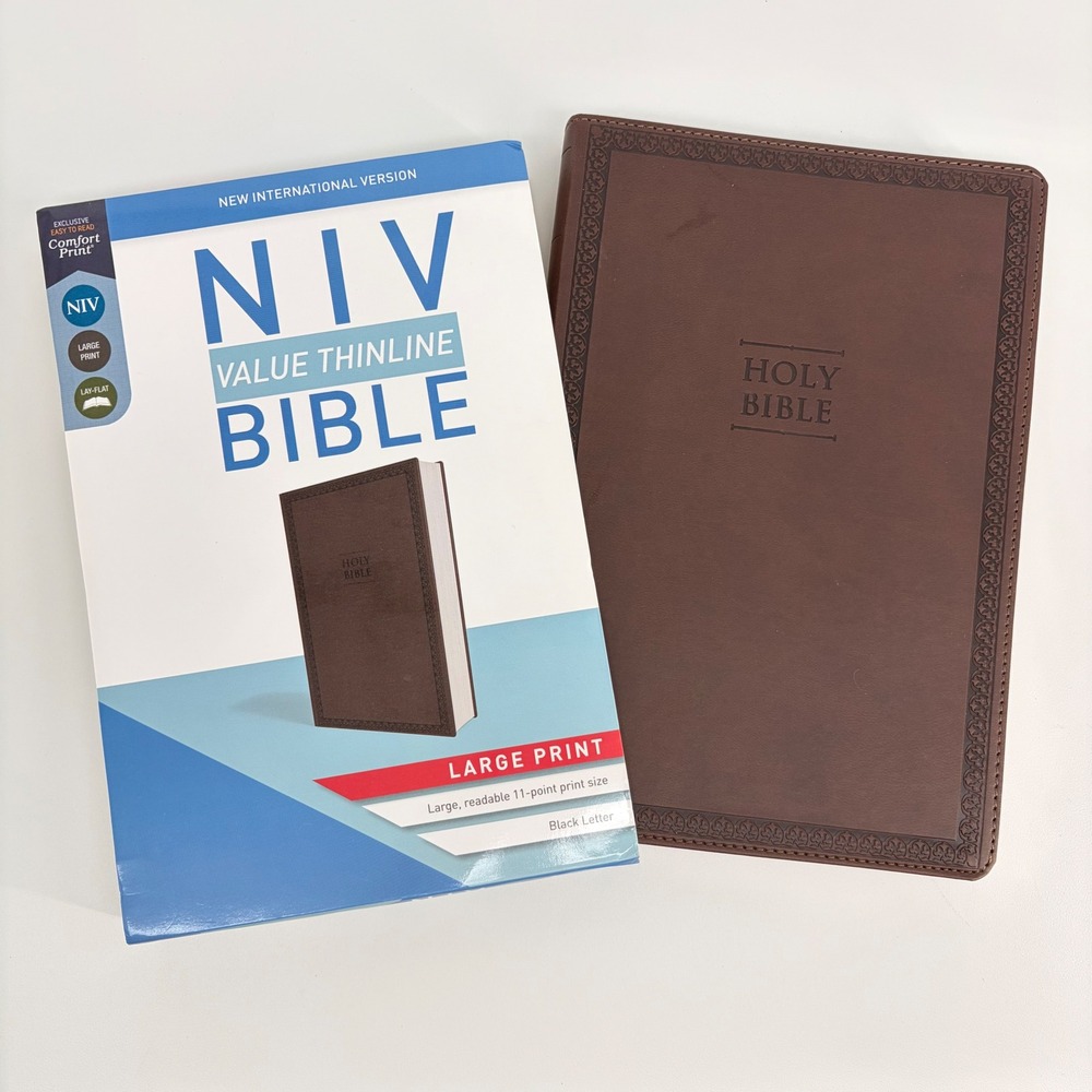 Zondervan NIV Value Thinline Bible Large Print Chocolate Leathersoft Graduation